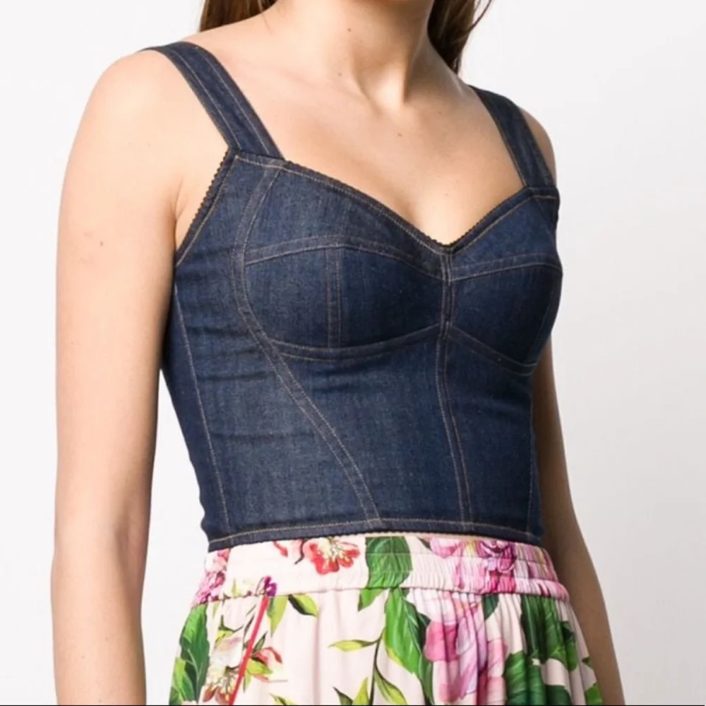 Dolce and Gabbana cropped denim corset top - Picture 5 of 8
